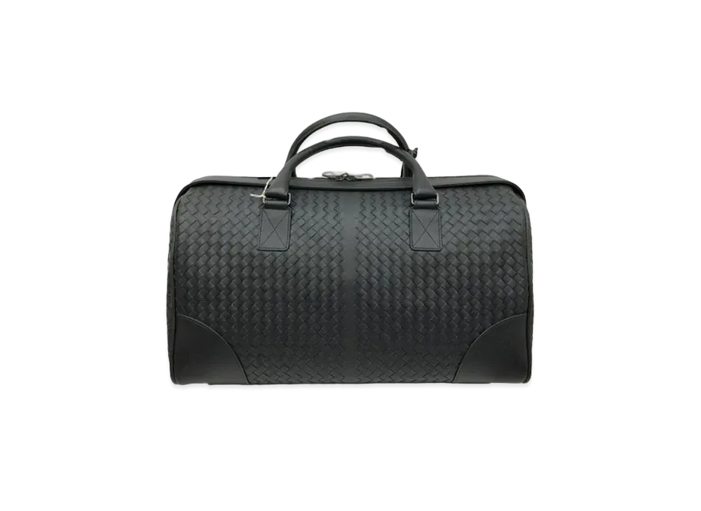 Bottega Veneta Woven Leather Medium Travel Bag "Black"