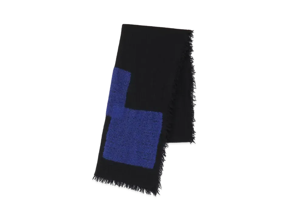 Yohji Yamamoto W GAUZE/KNIT SQUARE NEEDLE/STOLE "Navy"