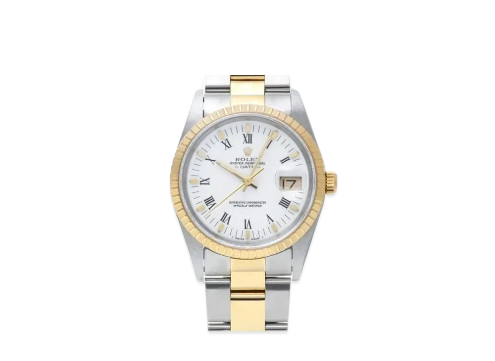 ROLEX Oyster Perpetual Date "White Roman/Stainless Steel/Yellow Gold"