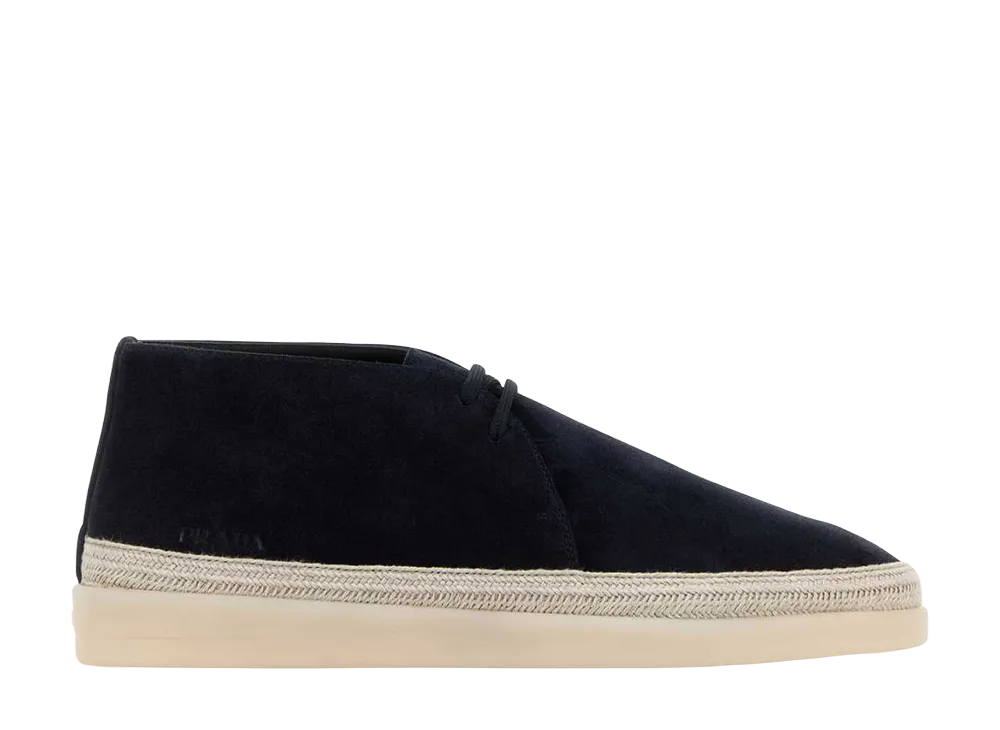 PRADA Midnight Suede Ankle Boots "Blue"