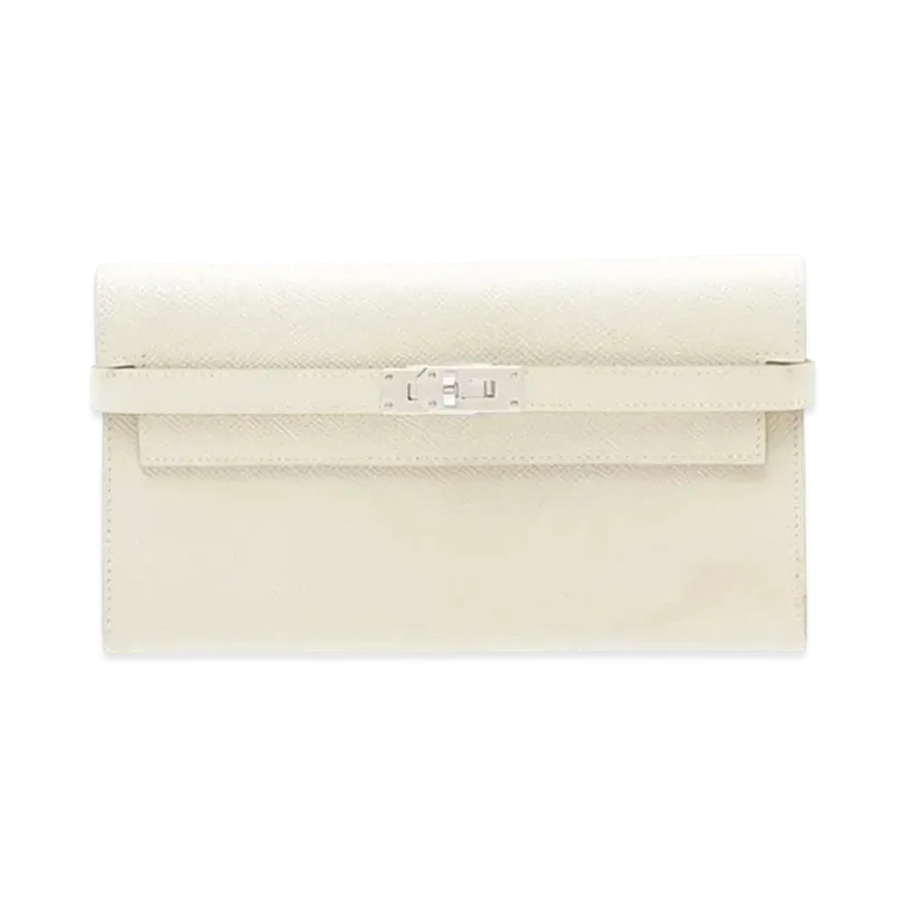 Hermes Kelly Wallet Long Veau Epsom "Cree/Silver"