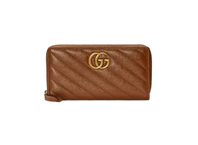 GUCCI GG Marmont Matelasse Zip Around Wallet "Brown"