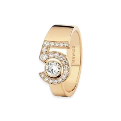 CHANEL Eternal N5 Ring Diamonds 18K "Beige Gold"