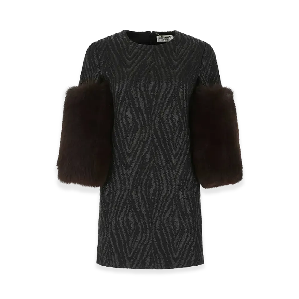 Saint Laurent Women's Damask Mini Dress "Black"