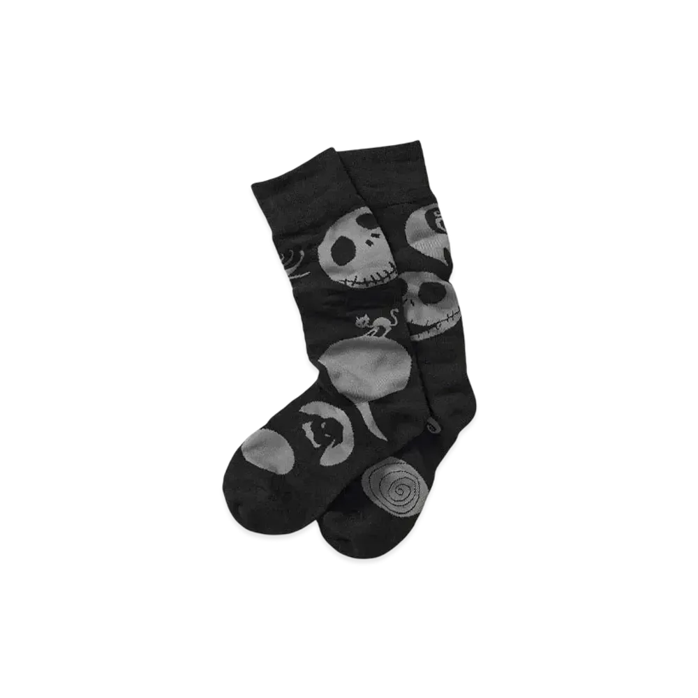 graniph x THE NIGHTMARE BEFORE CHRISTMAS Jack Skellington Pattern Long Socks "Black"