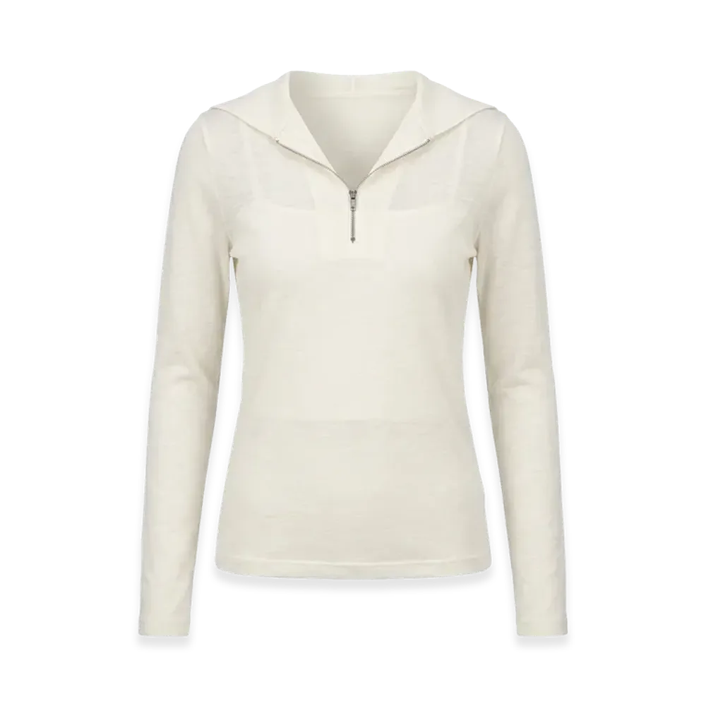Jil Sander Women's Half Zip T-Shirt "Porcelain"