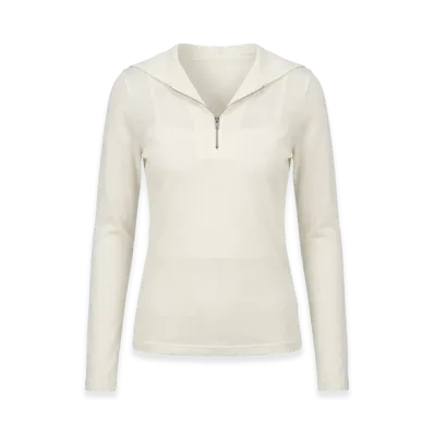 Jil Sander Women's Half Zip T-Shirt "Porcelain"