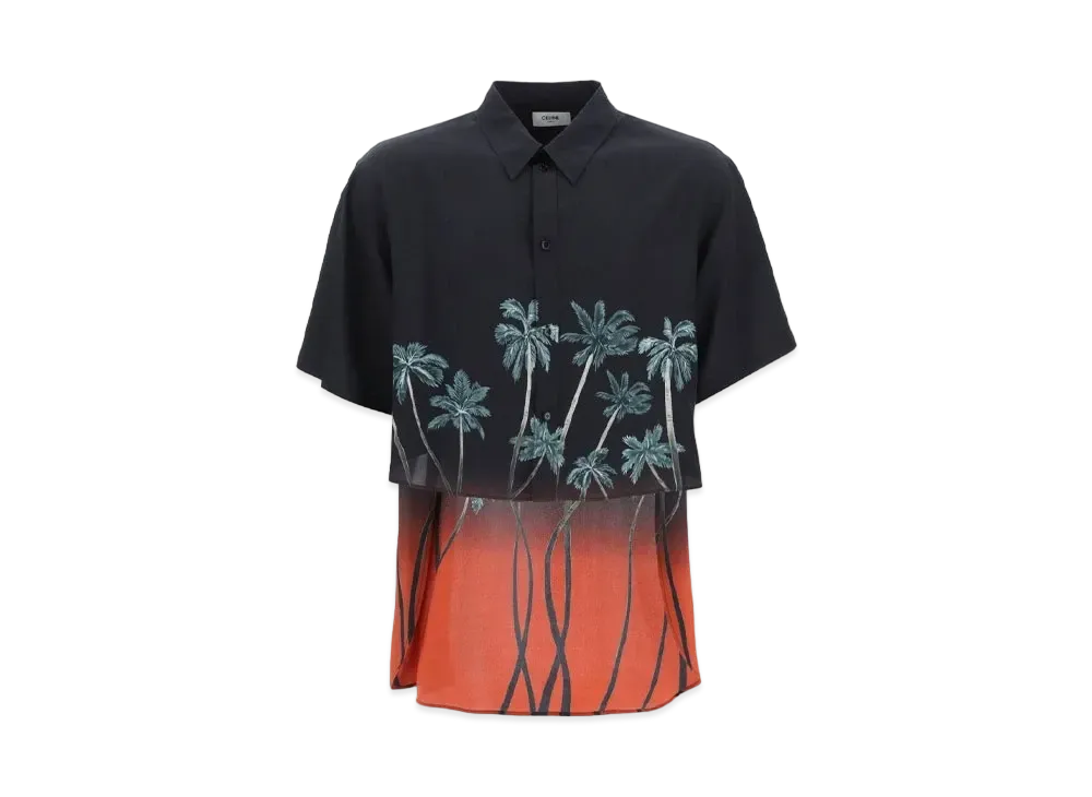 CELINE Tailcoat Shirt In Crepe De Chine "Red/Black"