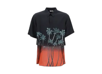 CELINE Tailcoat Shirt In Crepe De Chine "Red/Black"