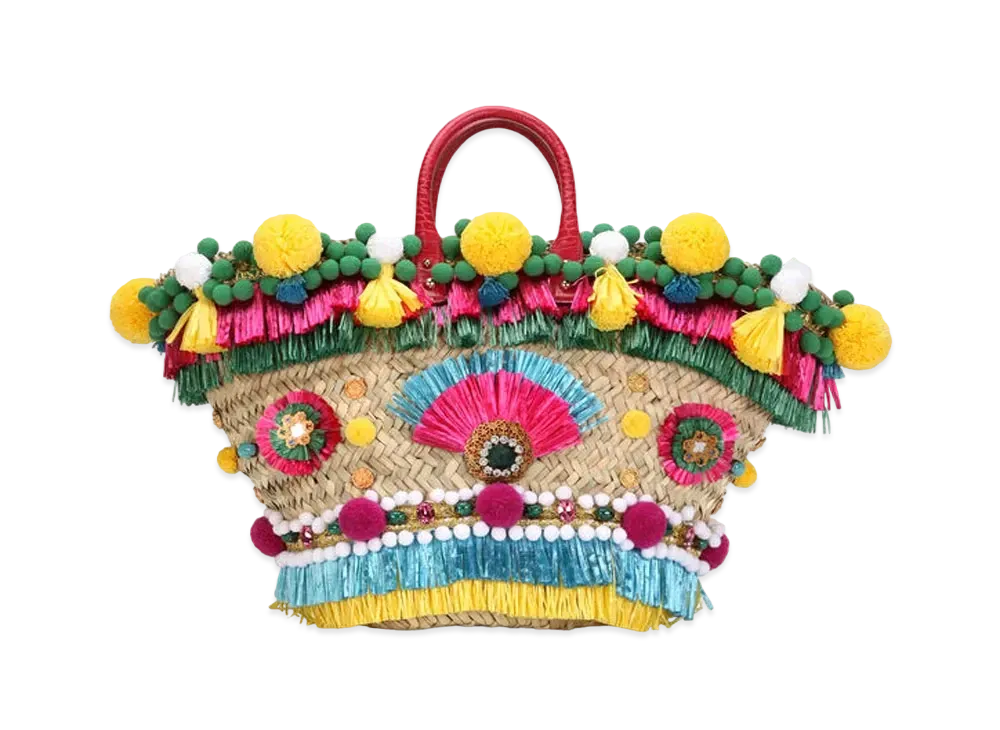 Dolce&Gabbana Kendra Coffter Bag Straw Embroidereries "Multicolor"