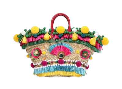 Dolce&Gabbana Kendra Coffter Bag Straw Embroidereries "Multicolor"