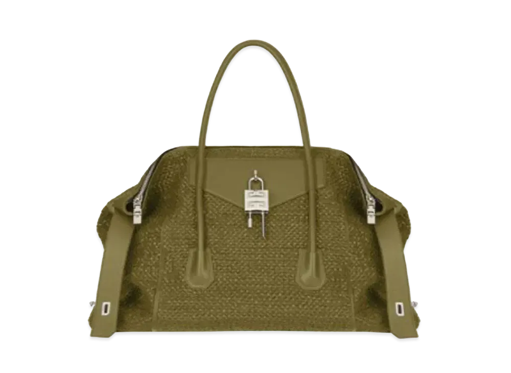 GIVENCHY Maxi Antigona Lock in Braided Leather "Khaki"