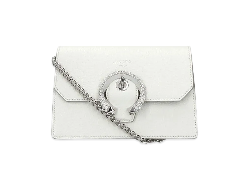 Jimmy Choo Madeline Crossbody Goat Leather Crossbody Bag With Crystal Buckle "Latte"