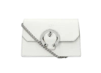 Jimmy Choo Madeline Crossbody Goat Leather Crossbody Bag With Crystal Buckle "Latte"