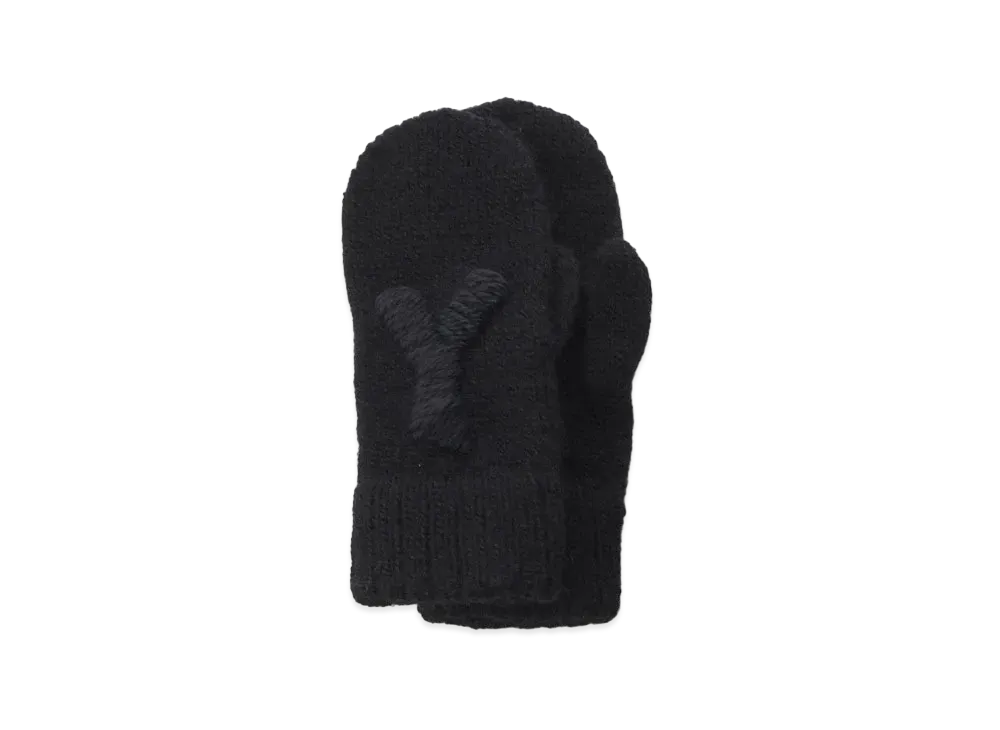 Yohji Yamamoto 1/3 W EMBROIDERED KNIT GLOVE "Black"