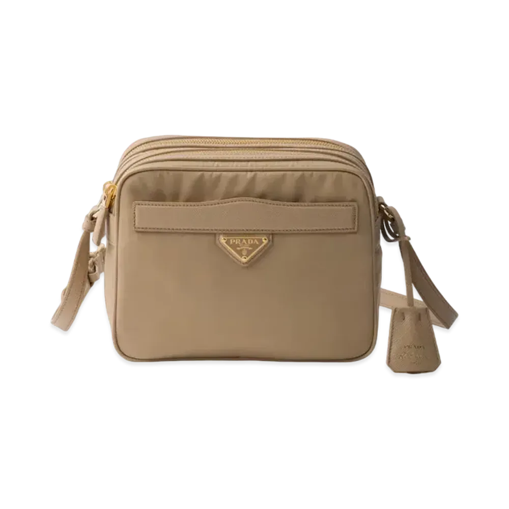 PRADA Re-Edition 1978 Re-Nylon and Saffiano Leather Mini Shoulder Bag "Beige"