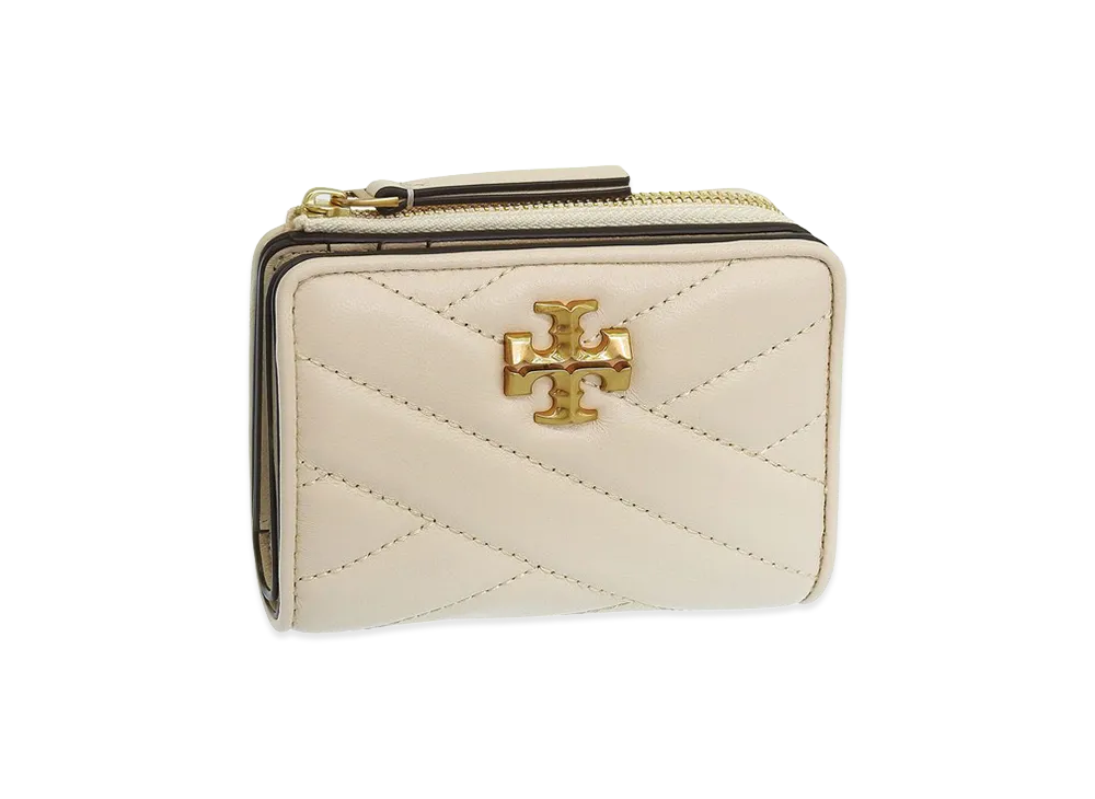 TORY BURCH Kira Chevron Bi Fold Wallet "New Cream"