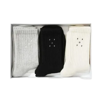 POP TRADING COMPANY socks 3-pack "OFF WHITE/BLACK/GREY"