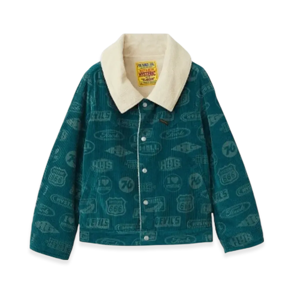 HYSTERIC GLAMOUR Motor City Fever Pattern Fleece Lined Jacket "Blue"