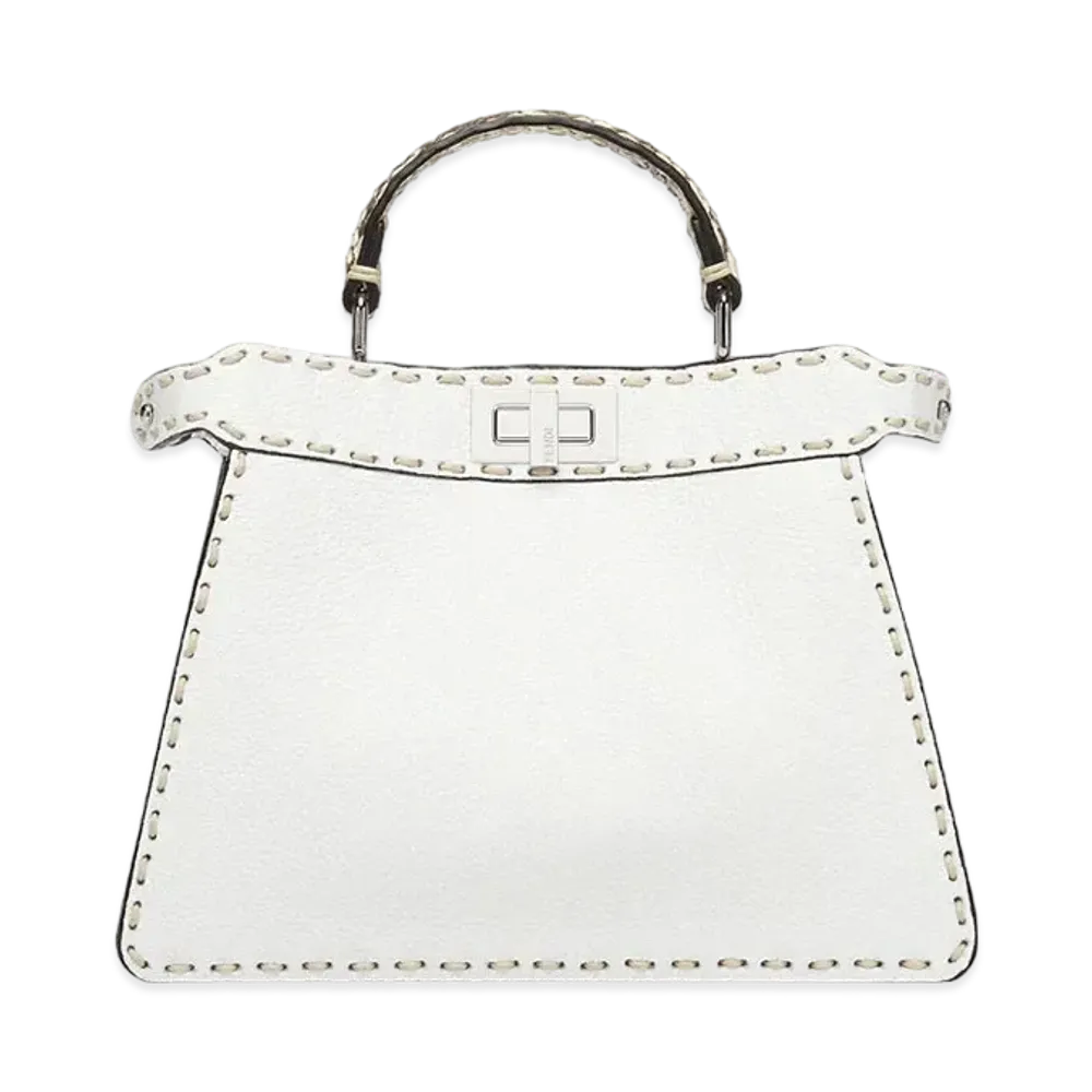 FENDI Peekaboo ISeeU Small White Selleria Bag With Exotic Details "White"