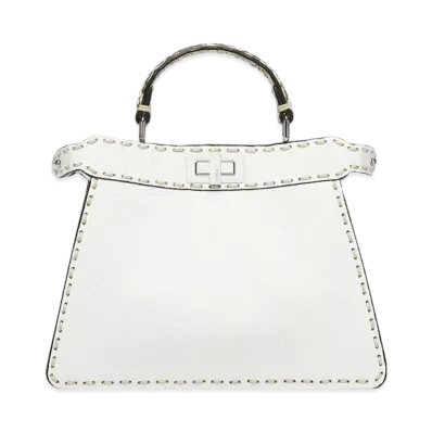 FENDI Peekaboo ISeeU Small White Selleria Bag With Exotic Details "White"