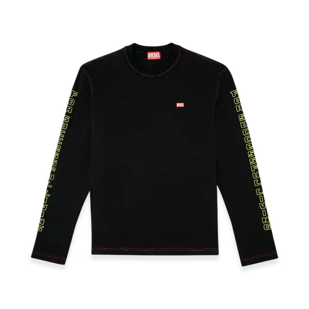 Diesel T-Crane-LS-R1 Long-Sleeve T-Shirt With Apple Core Print "Black"