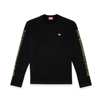 Diesel T-Crane-LS-R1 Long-Sleeve T-Shirt With Apple Core Print "Black"