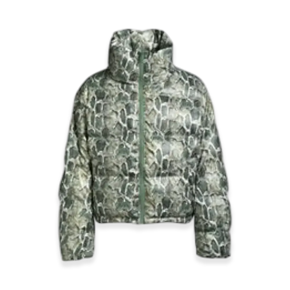 BREATH Faux Leather Snake Down Jacket "Green"
