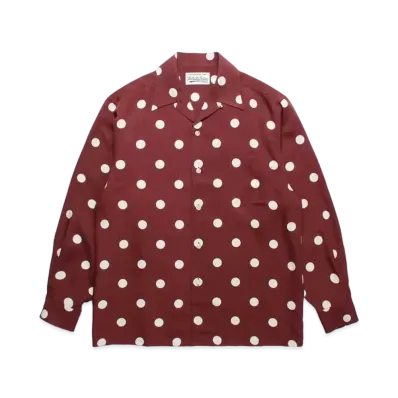 WACKO MARIA Dots Open Collar Shirt "Bordeaux"