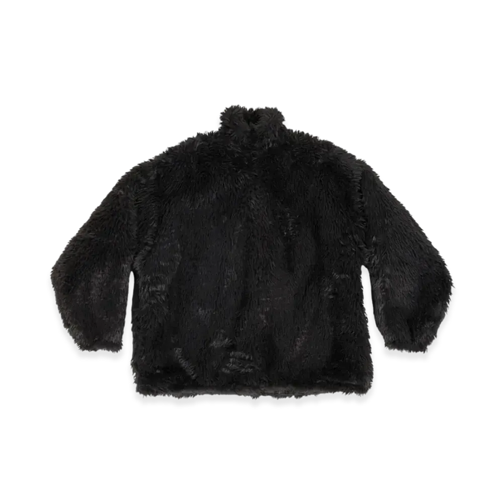 BALENCIAGA Women's Zip-Up Extra Large Fit Jacket in Fake Fur "Black"