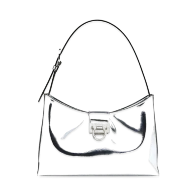 Salvatore Ferragamo Trifolio Shoulder Bag "Silver"