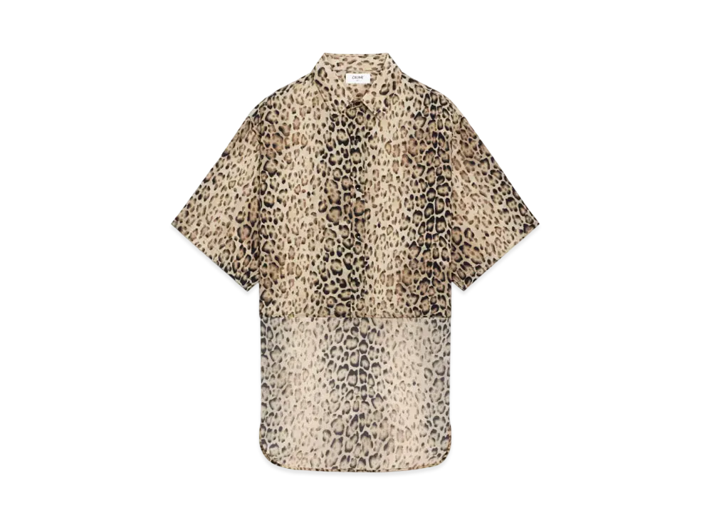 CELINE Tailcoat Shirt In Crepe De Chine "Leopard"