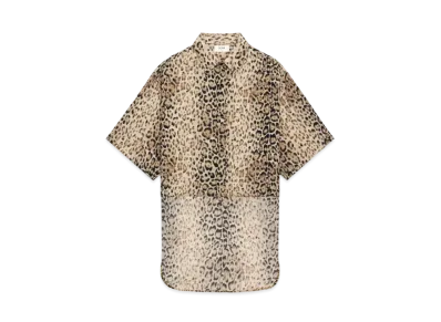 CELINE Tailcoat Shirt In Crepe De Chine "Leopard"