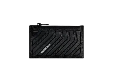 BALENCIAGA Car Long Coin And Card Holder In Grained Calfskin "Black"