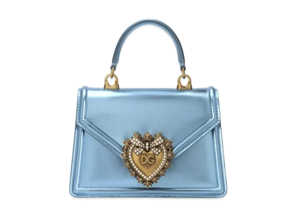 Dolce&Gabbana Devotion Bag Small Moldore Papa Leather "Blue"