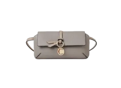 Chloe Alphabet Cross Body Pouch In Grained & Shiny Calfskin "Grey"