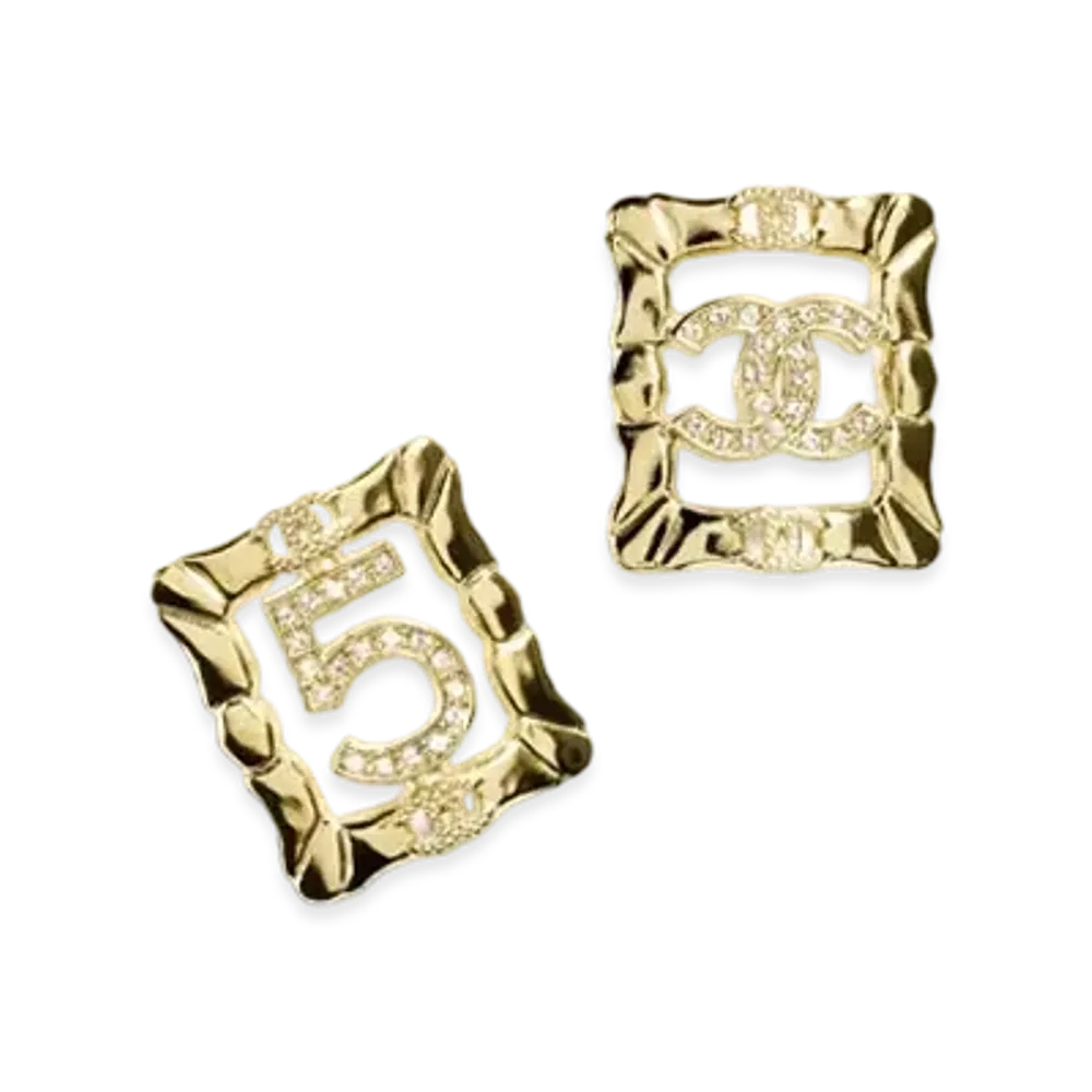 CHANEL Stud Earrings Metal & Strass "Gold/Crystal"