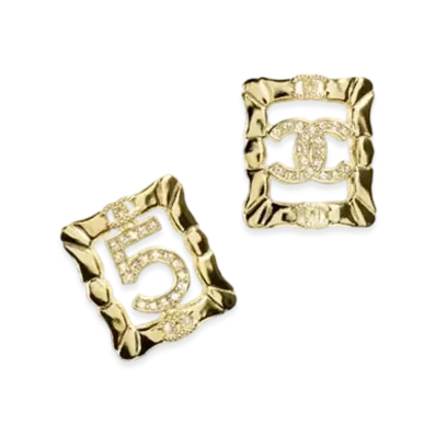 CHANEL Stud Earrings Metal & Strass "Gold/Crystal"