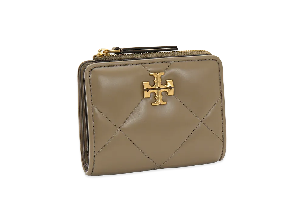 TORY BURCH Women's Kira Diamond Quilt Bi-Fold Wallet "Taupe Oak"