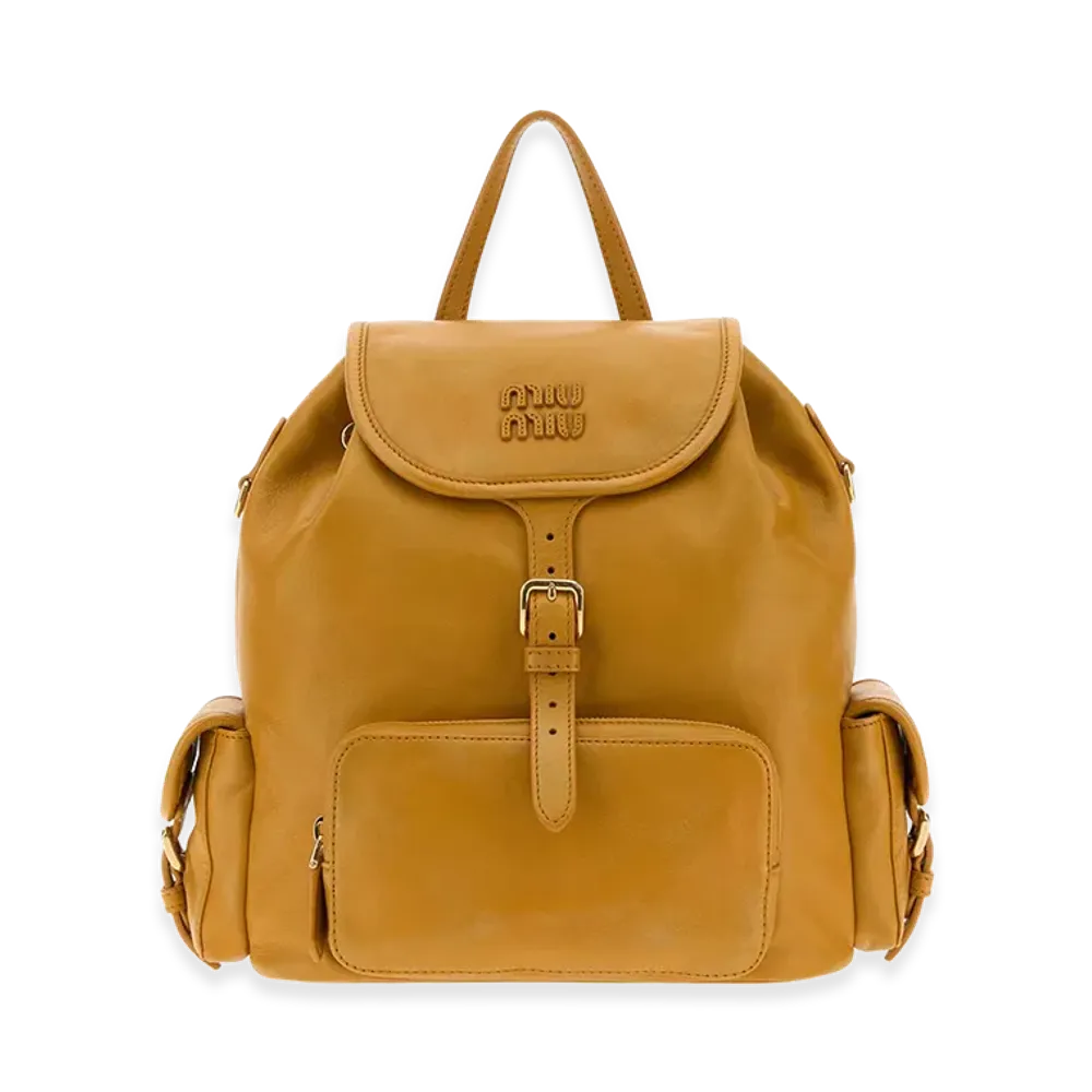 MIU MIU Women's Nappa Leather Backpack "Mustard Yellow"