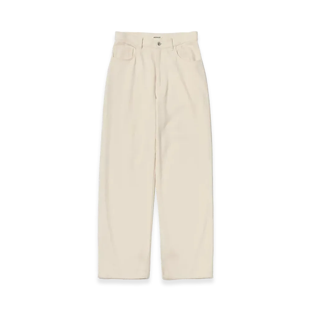AURALEE Silk Nep Denim 5P Wide Pants "Ivory White"
