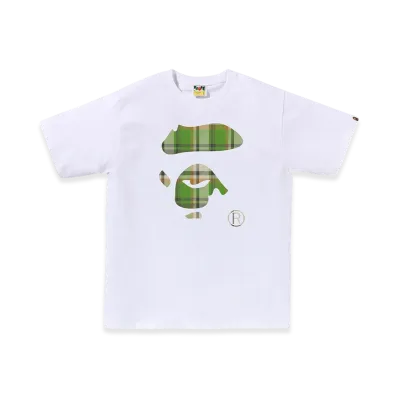 A BATHING APE Bape Check Ape Face Tee "White/Green"