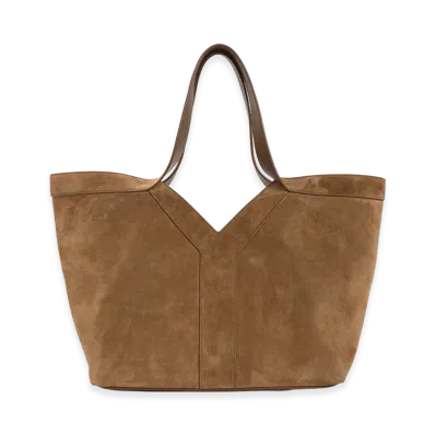 Saint Laurent Women's Suede Small Y Tote Bag "Brown"