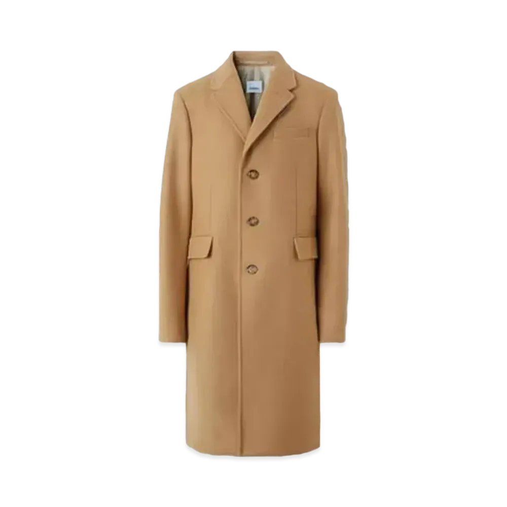 Burberry Label Appliqué Wool Cashmere Coat "Camel"