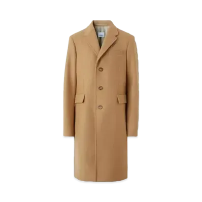 Burberry Label Appliqué Wool Cashmere Coat "Camel"