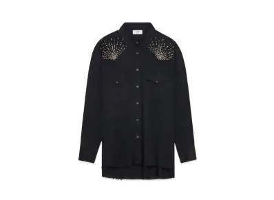 CELINE Embroidered Cowboy Shirt In Light Viscose "Black"