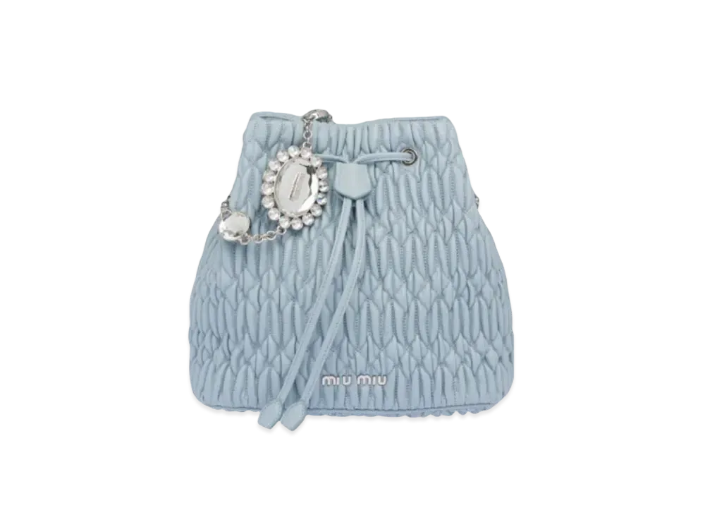 MIU MIU Mi Crister Nappa Leather Bucket Bag "Sky Blue"