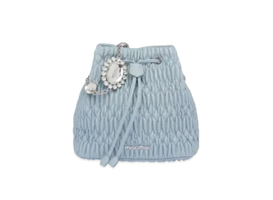 MIU MIU Mi Crister Nappa Leather Bucket Bag "Sky Blue"