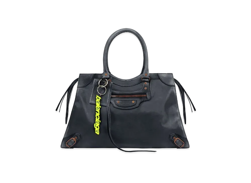 BALENCIAGA Men'S Neo Classic Large Top Handle Bag "Navy"