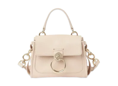 Chloe Mini Tess Day Bag In Grained & Shiny Calfskin "Pink"